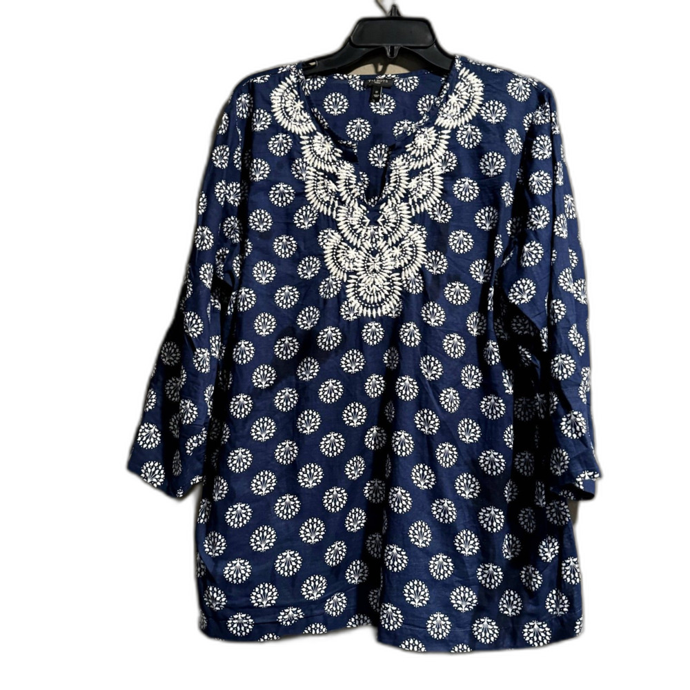 Talbot Embroidered 100% Cotton Top Size 1X